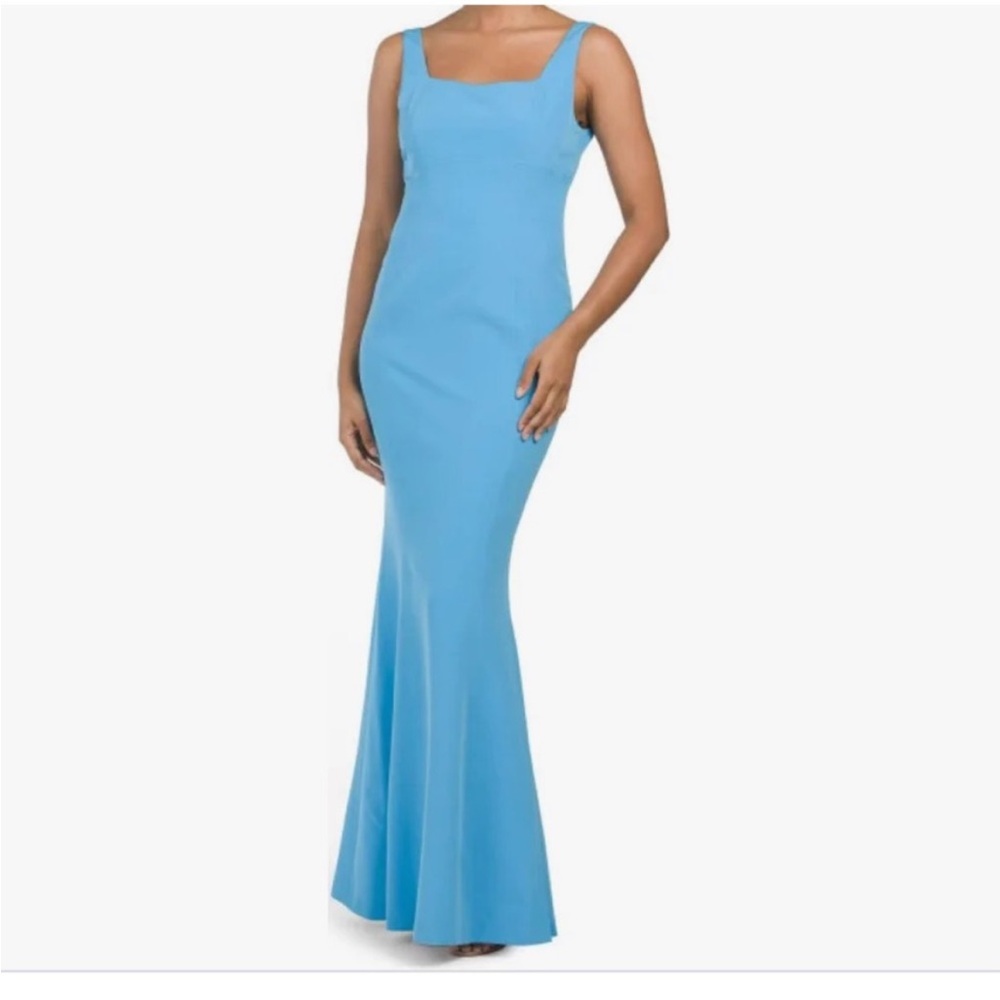 Laundry By Shelli Segal - Square Neck Mermaid Gown - blue - Size 6 Dress